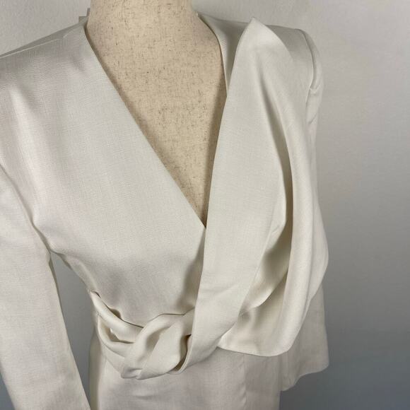 Zara Limited Edition White Blazer Mini Dress Women's Small Lined Twist Bow Rare - Picture 9 of 15